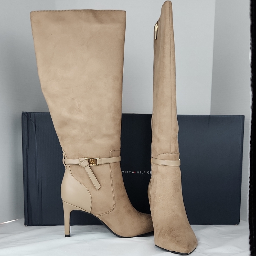 Tommy Hilfiger Jullie2 Women's Beige Stiletto Heeled Boots Size 9